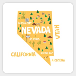 Nevada State USA Illustrated Map Sticker